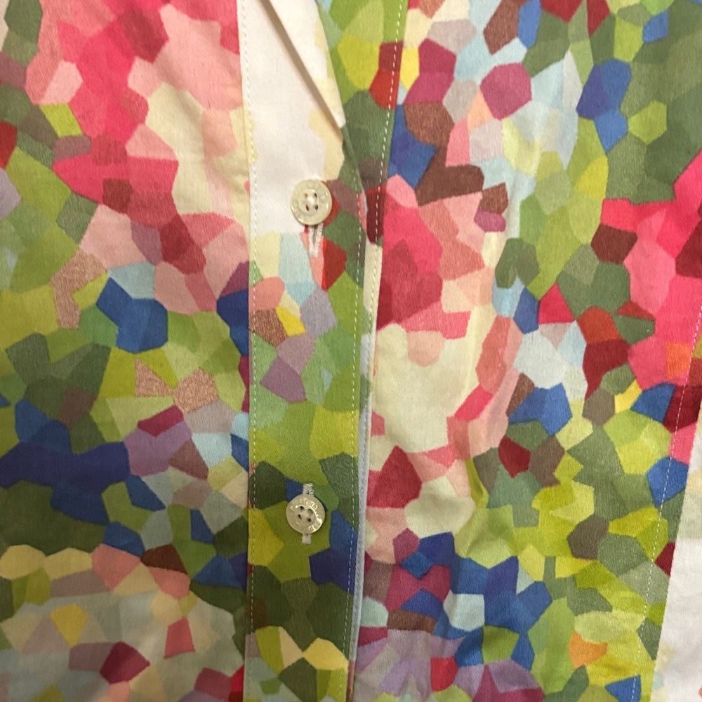 Paperwhite Multicolor Floral-Print Button-Down Shirt with French Cuffs - Picture 10 of 14